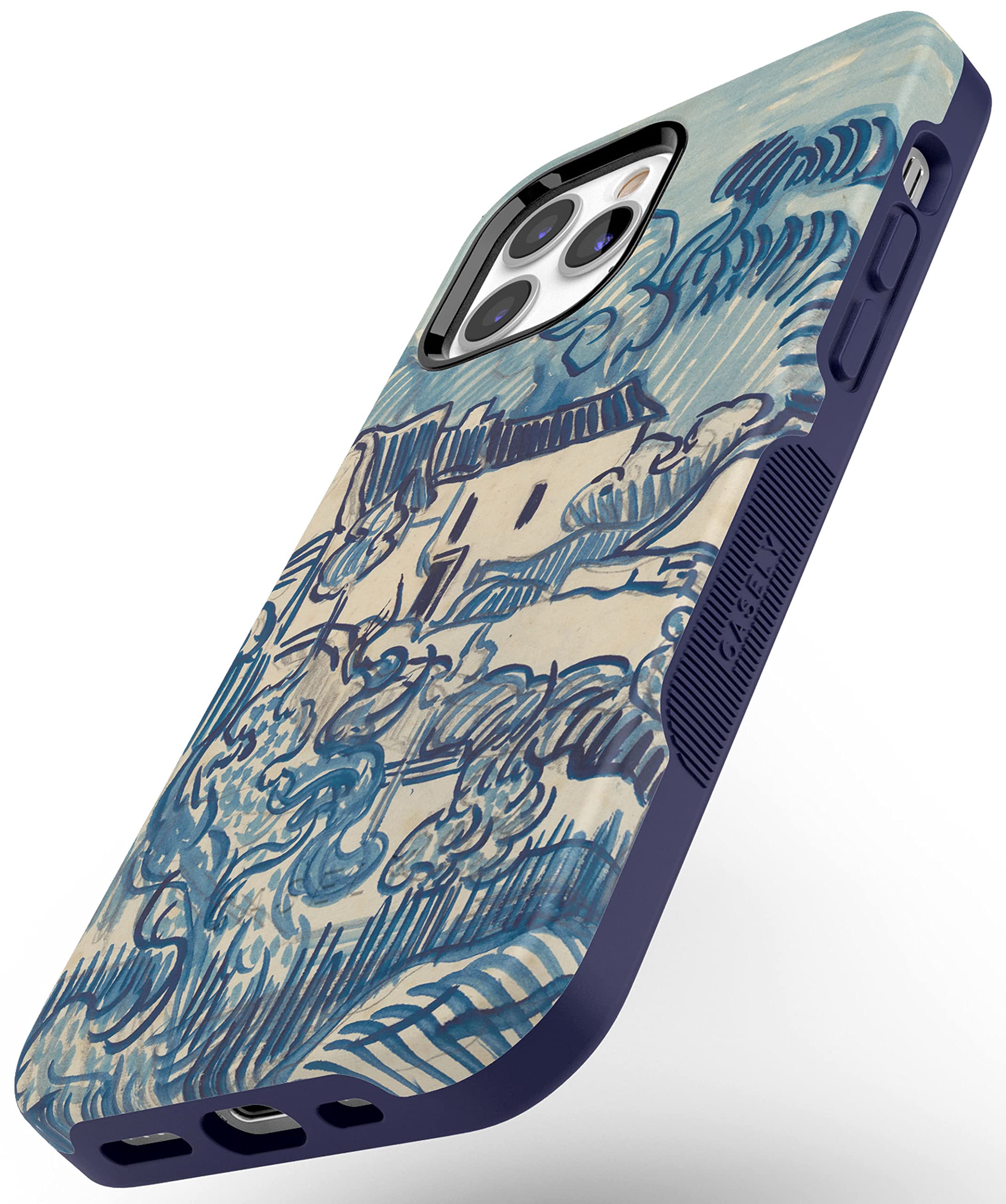Van Gogh Landscape with Houses iPhone 12/12 Pro Case - Shockproof Protective Phone Cover with MagSafe Compatibility | Artistic Painting Design for Daily Use, Travel & Gift Giving