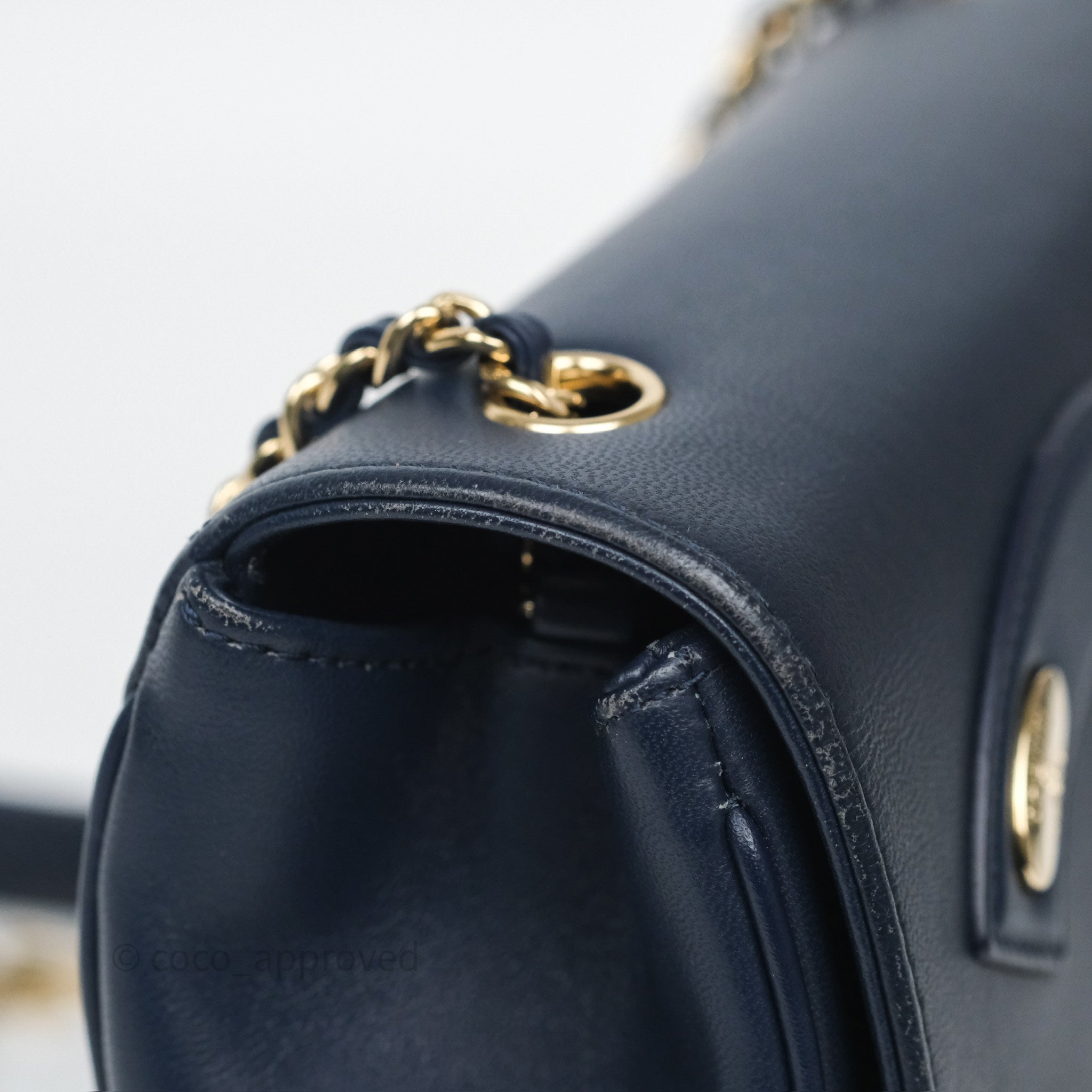 Chanel CC Mania Flap Bag in Navy Lambskin Leather with Gold Hardware - Luxury Crossbody Purse for Women, Perfect for Evening Events & Date Nights