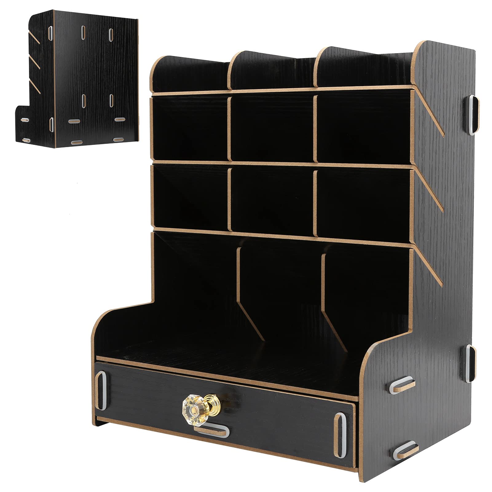Large Capacity Tabletop Storage Cabinet - Sturdy & Durable Multifunctional Office Organizer with Handle for Stationery, Home & Office Use (Black) - Perfect for Desk Organization, Craft Supplies & School Accessories
