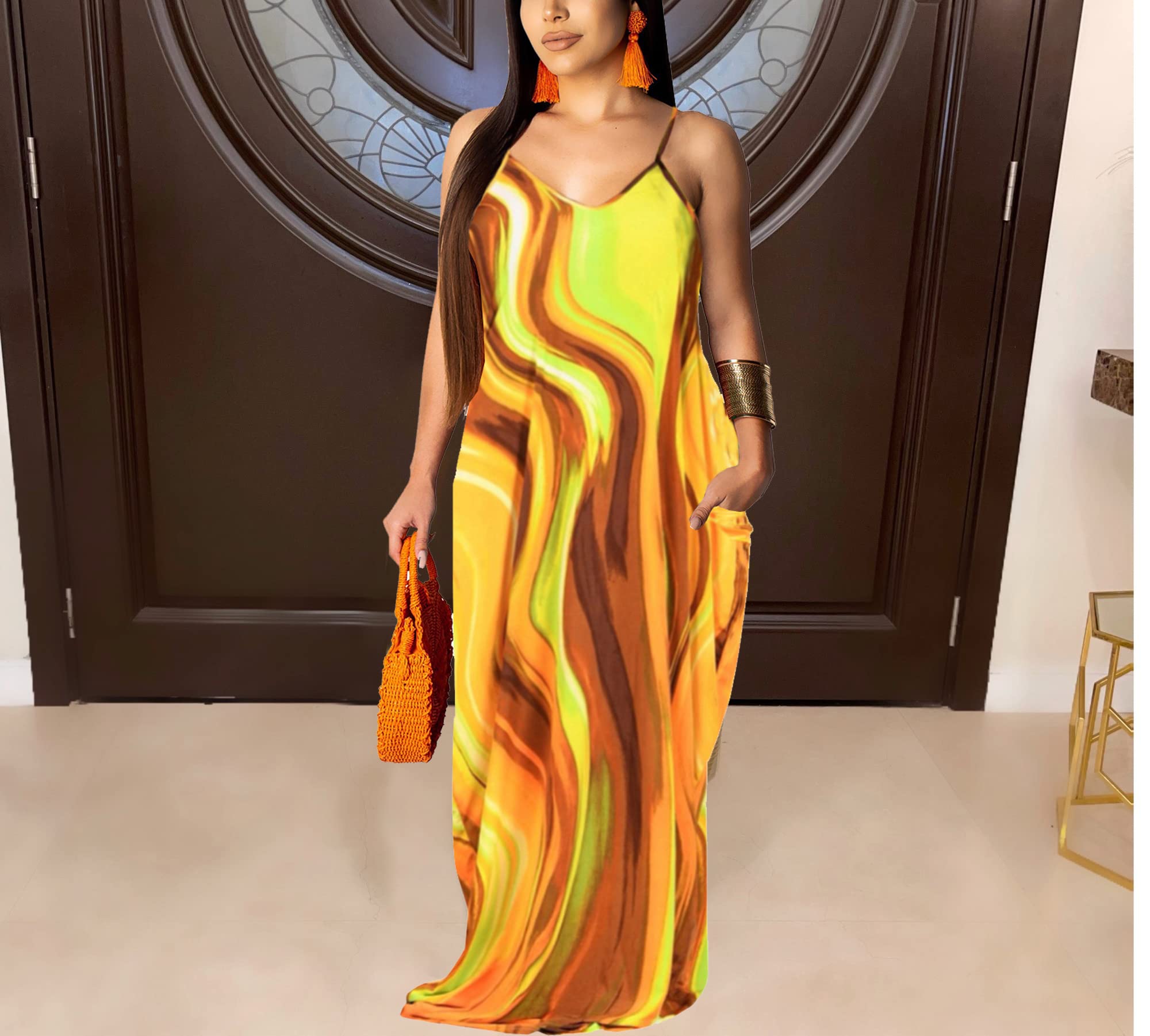 BessCops Women's Plus Size Summer Maxi Dress 2025 - Sleeveless Loose Long Sundress with Pockets | Casual Sexy Beach Dress for Vacation, Party & Everyday Wear