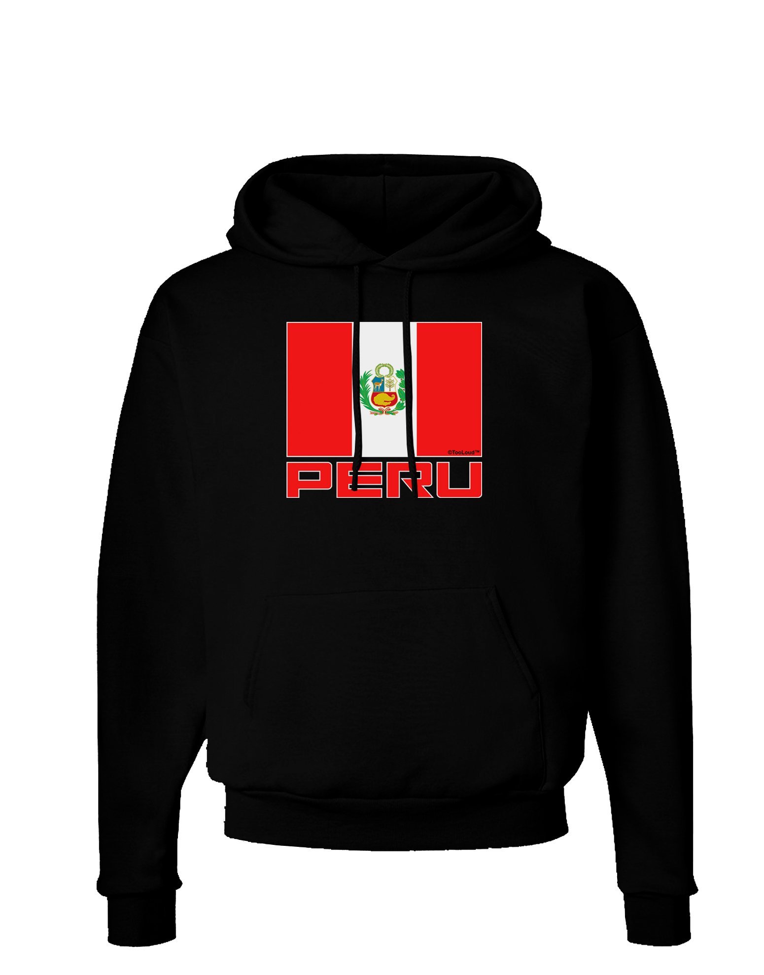 TooLoud Peru Flag Dark Hoodie - Men's Zip Up Sweatshirt with Pockets | Warm Fleece Pullover for Streetwear, Travel & Outdoor Activities