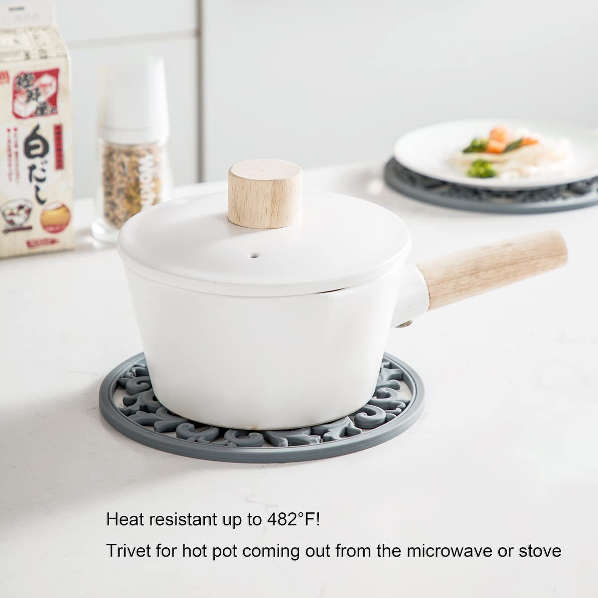 Premium Extra Thick Silicone Trivet Mats (Set of 3) - Heat Resistant Hot Pot Holders & Pan Protectors for Kitchen Countertops & Tables | Beige Kitchen Decor Accessories | Ideal for Serving Dishes, Baking, and Dining Protection