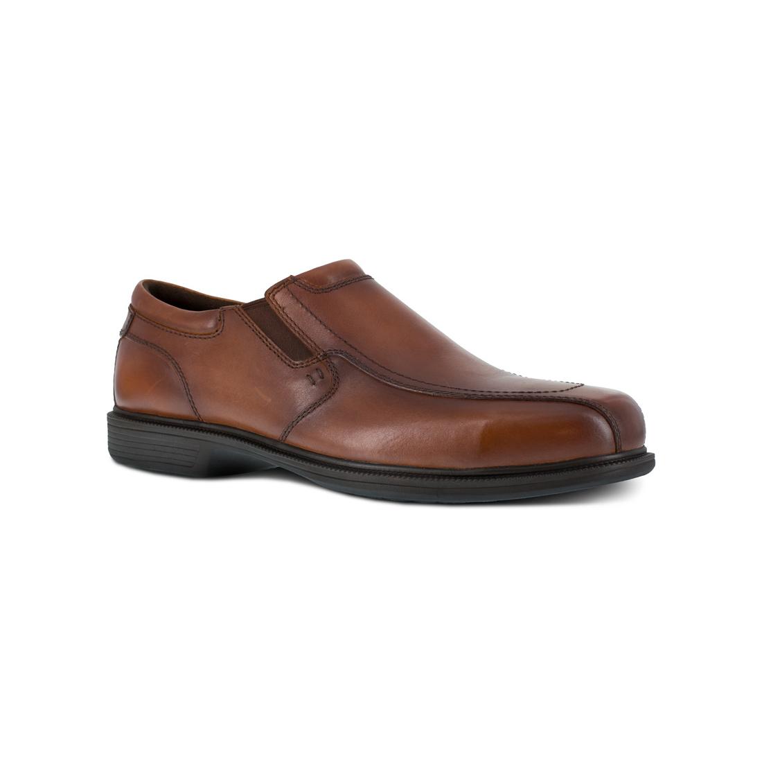 Coronis Steel Toe Slip-On Dress Work Shoes for Men - Comfortable Brown Leather Safety Shoes for Office, Construction & Industrial Work