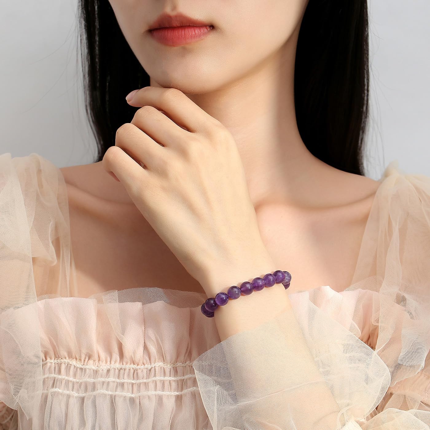 MAIBAOTA 8mm Natural Stone Healing Crystal Bracelet for Women & Men - Stretch Beaded Bracelet with Round Gemstones, Spiritual Jewelry Gift for Birthday, Meditation & Energy Balancing