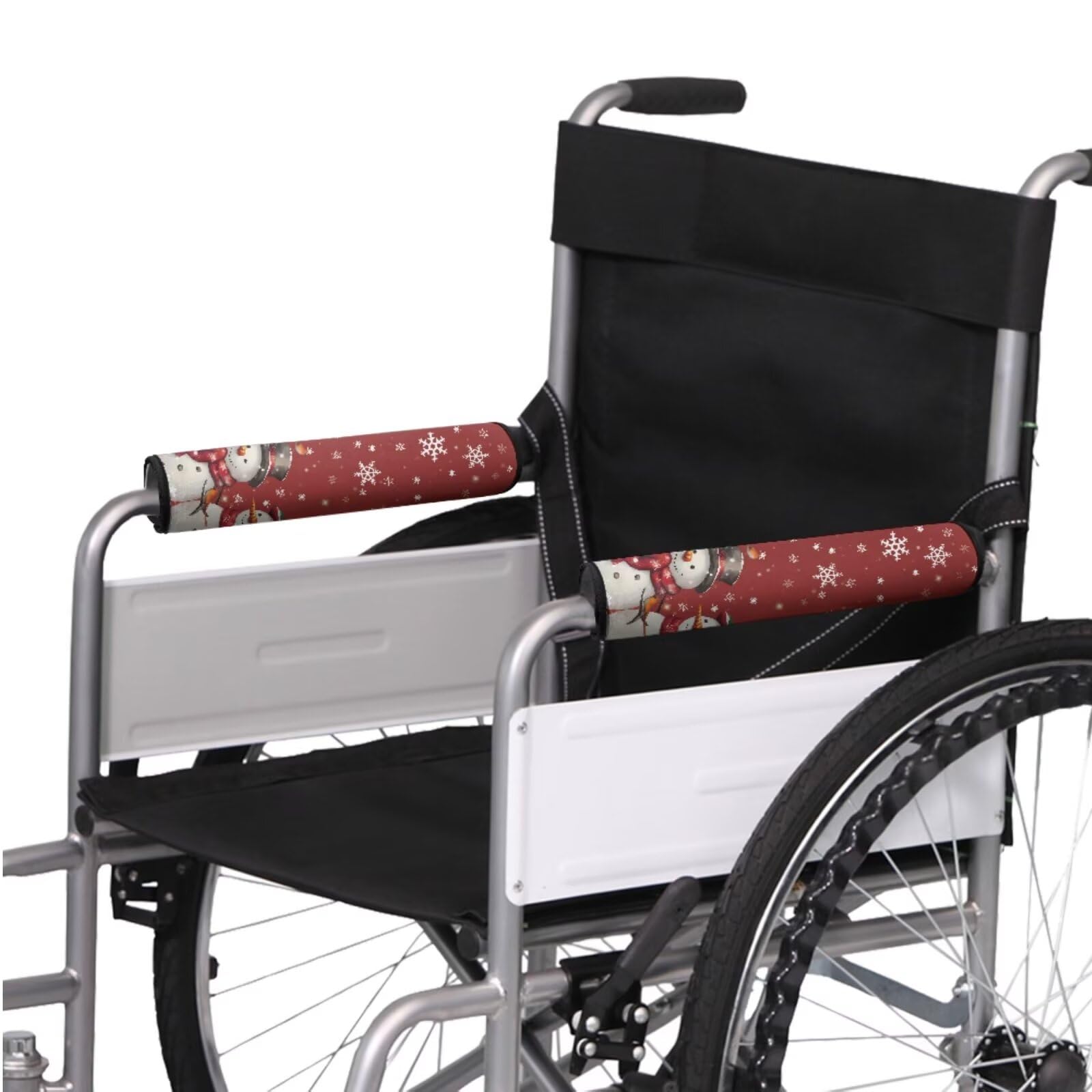 Snowman Snowflake Wheelchair Armrest Pads - 2 Pack Comfortable Cushions for Adults | Fits Office Chairs, Transport Wheelchairs & Mobility Scooters | Christmas-Themed Accessories for Home, Hospital & Holiday Decor