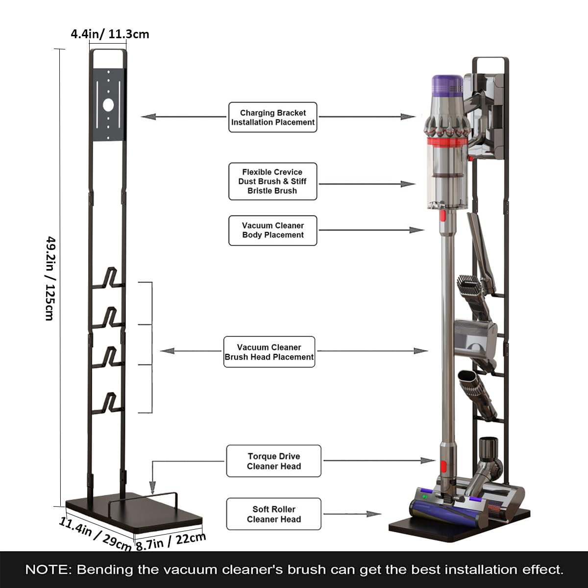 Foho Vacuum Stand Holder - Stable Storage Bracket for Dyson V15, V11, V10, V8, V7, V6 Cordless Handheld Vacuum Cleaners & Accessories - Perfect for Home, Office, and Garage Organization