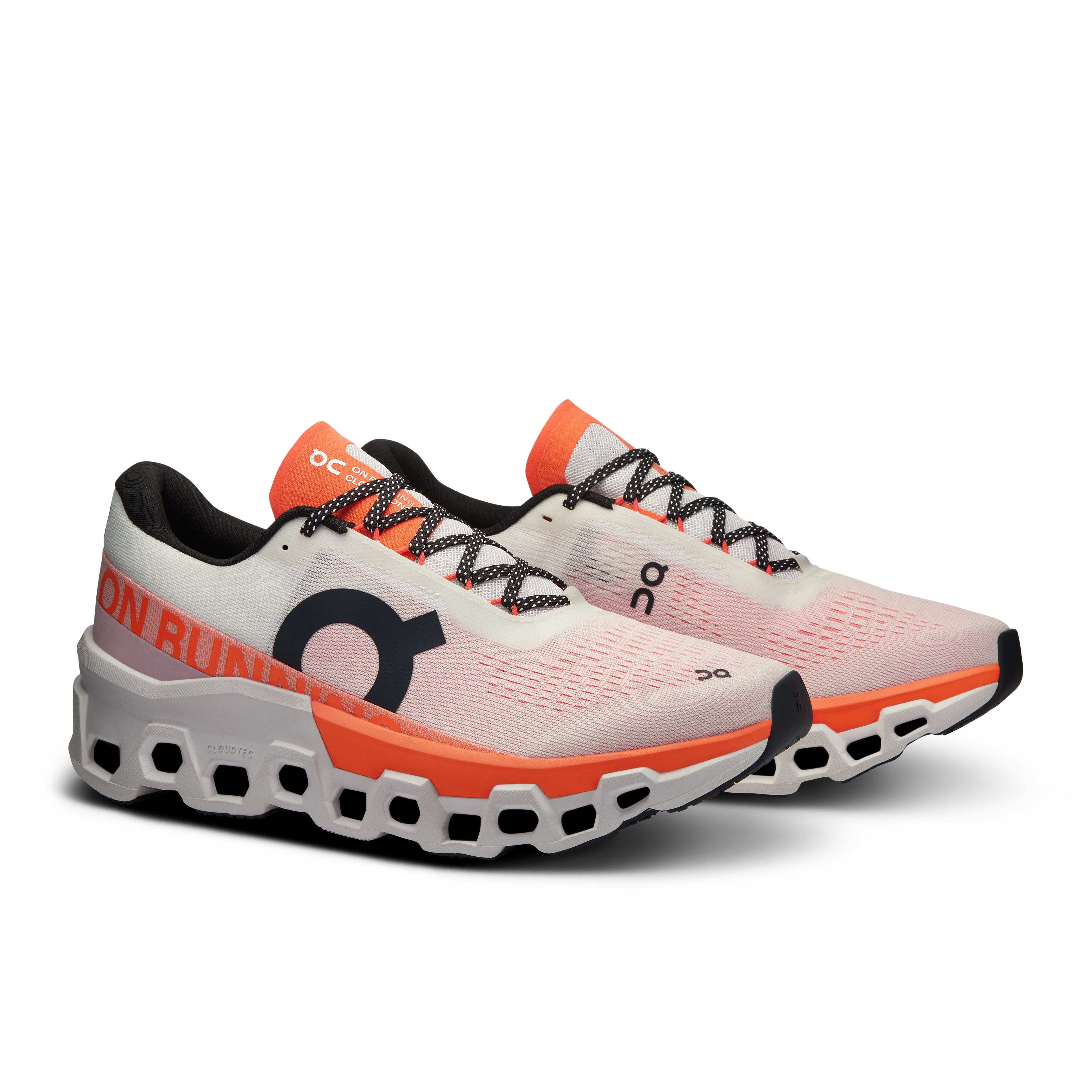 On Running Men's Cloudmonster 2 Running Shoes - Undyed/Flame Color - Lightweight Cushioned Sneakers for Road Running & Training