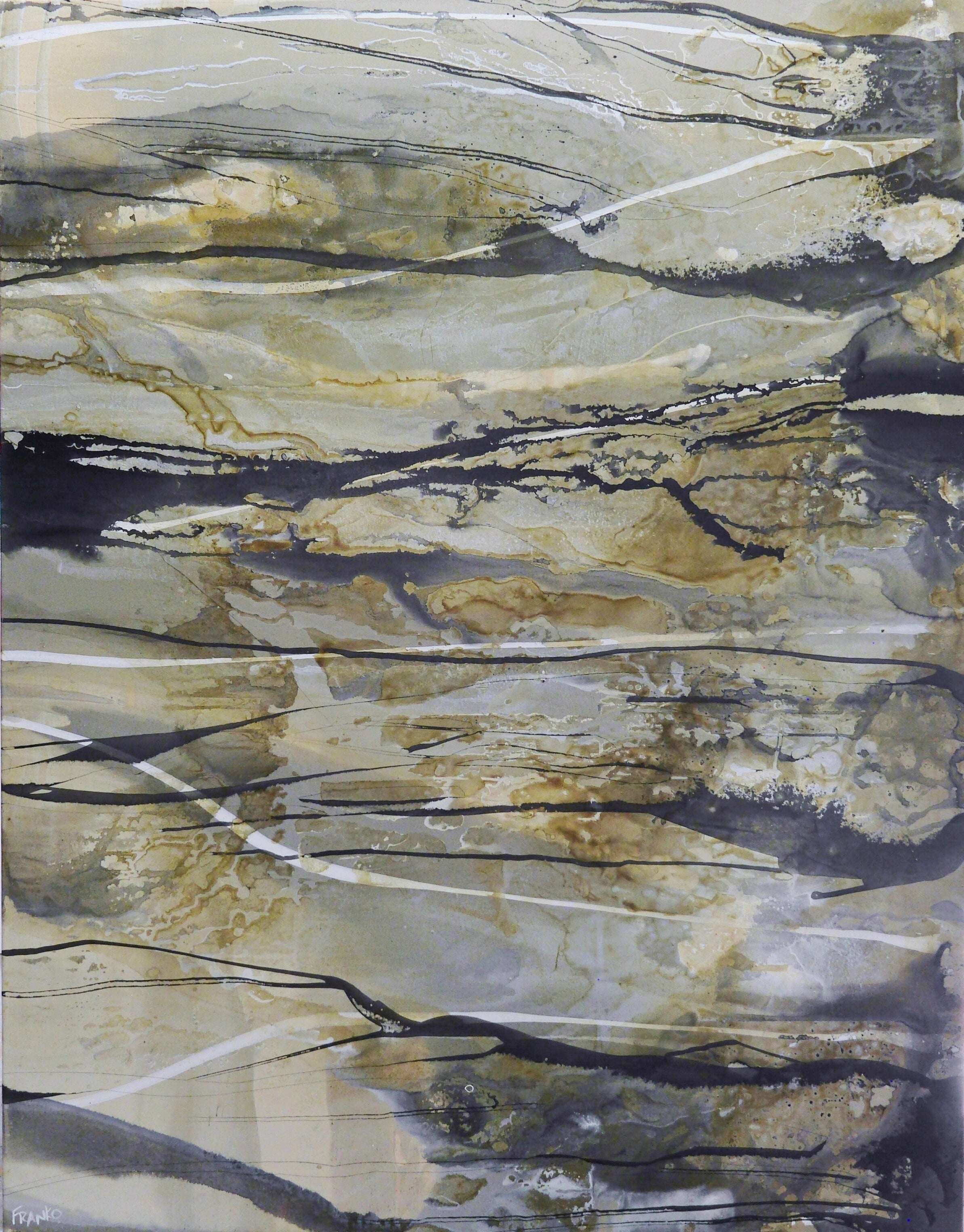 Refined 909 140cm x 180cm Rustic Blended Ink Abstract Wall Art Painting - Perfect for Living Room, Bedroom, Office & Modern Home Decor