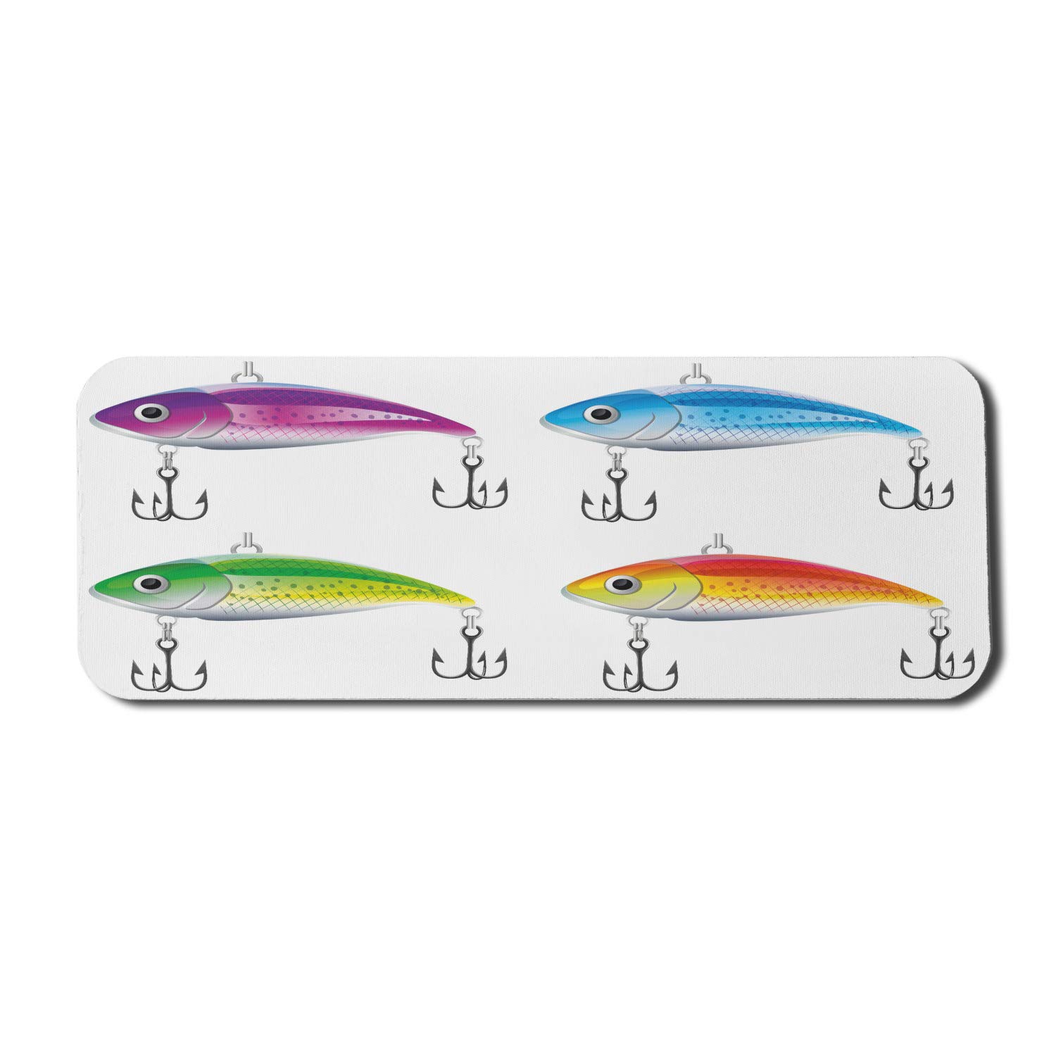 Ambesonne Fishing Themed Mouse Pad - Non-Slip Rubber Gaming Mousepad with Trout Lure Design, Large 31