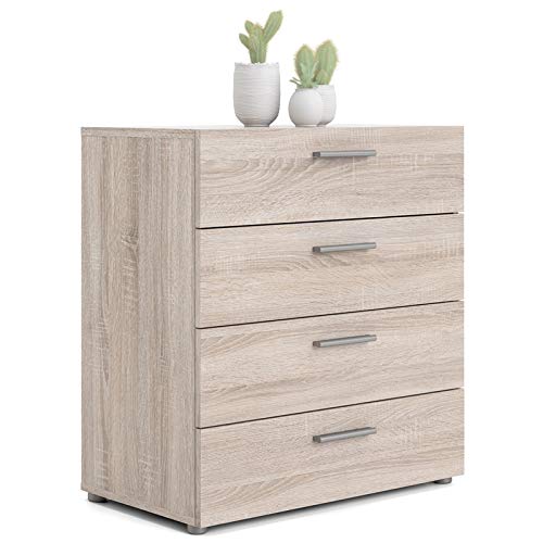 Modern 4-Drawer Chest Dresser for Bedroom - Levan Home Truffle Brown Wooden Storage Organizer | Perfect for Bedroom, Nursery, or Closet Organization