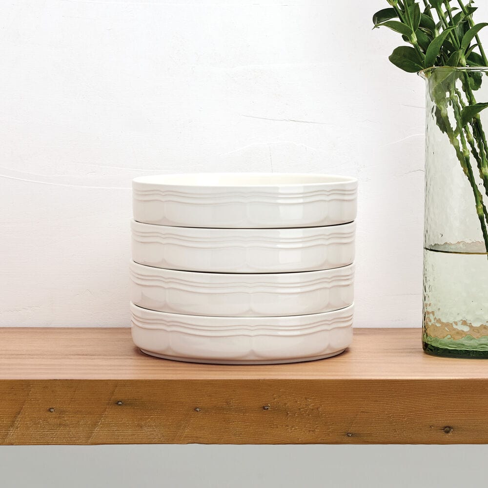 French Countryside® Limited Edition Set of 4 Stackable Pasta Bowls - Ceramic Dinnerware for Pasta, Salad & Soup - Perfect for Family Dinners, Entertaining & Rustic Kitchen Decor
