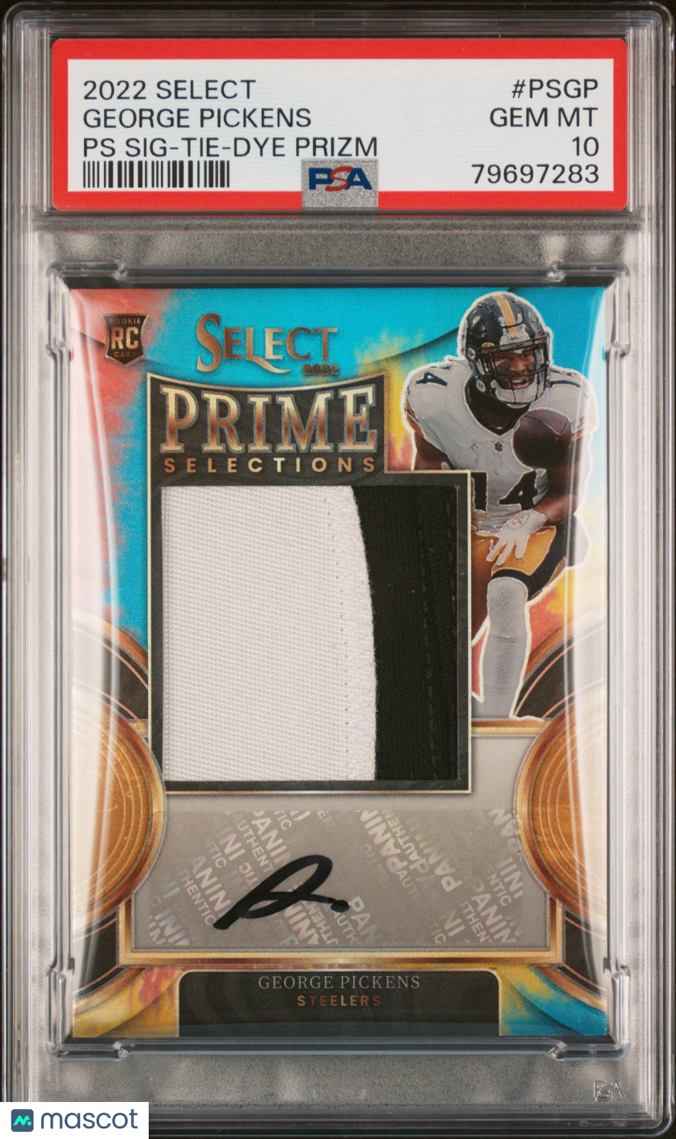 2022 Panini Select Prime Selections George Pickens Rookie Card Auto PSA 10 Tie Dye /25 - Perfect for NFL Collectors & Fantasy Football Fans