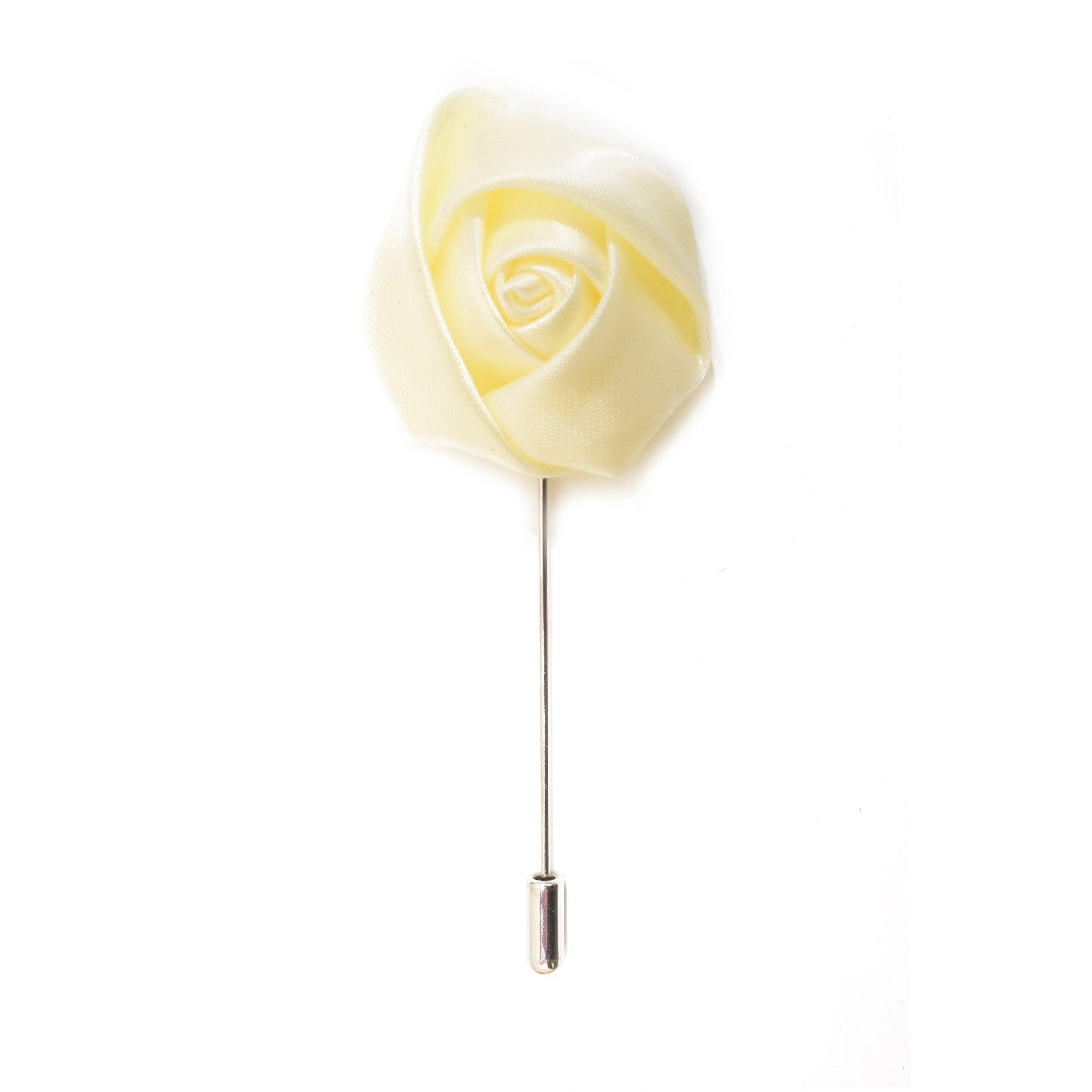 Elegant Ivory Rose Lapel Pin for Women - Vintage Floral Brooch for Suits, Blazers, and Special Occasions