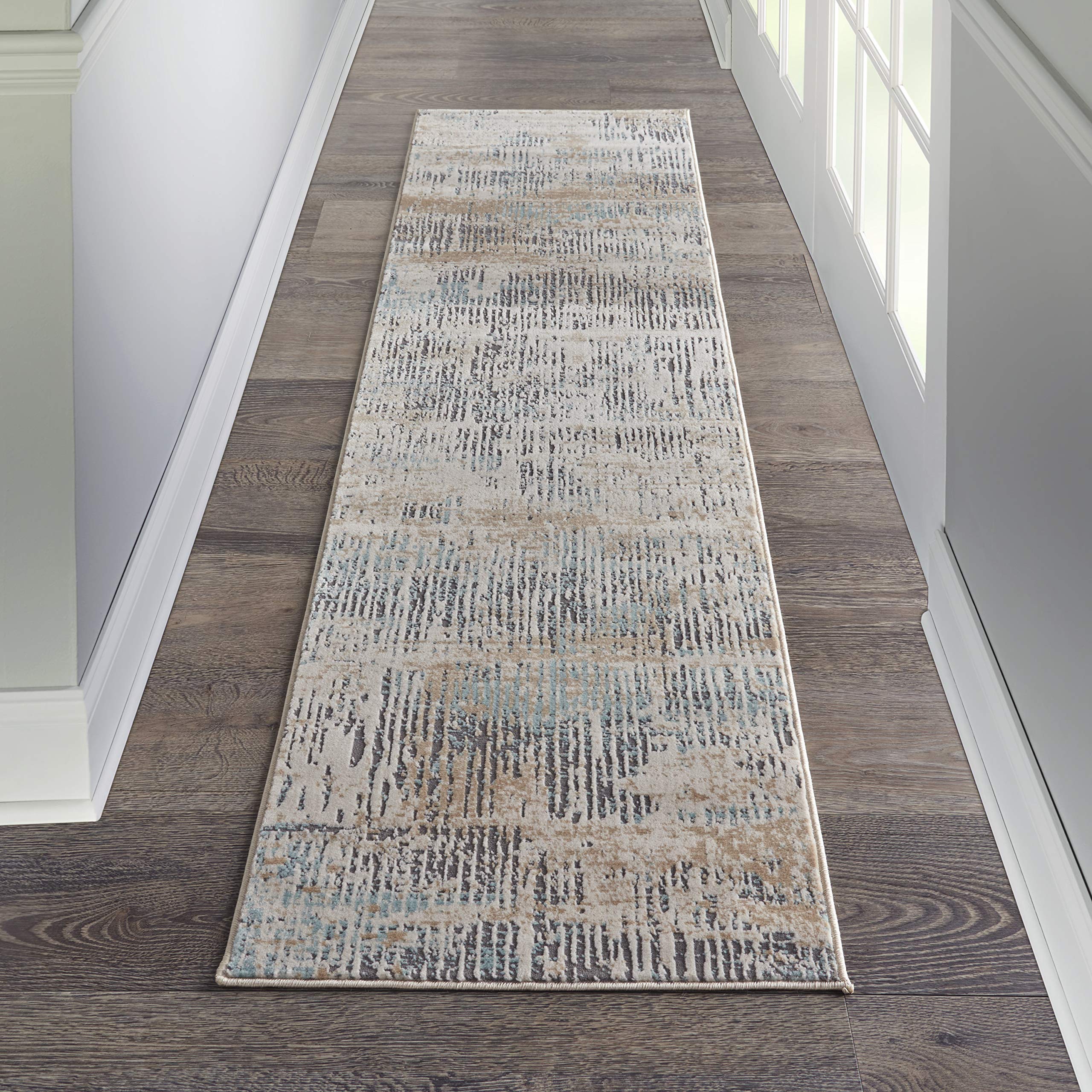 Michael Amini MA90 Uptown Abstract Beige/Aqua 2'2
