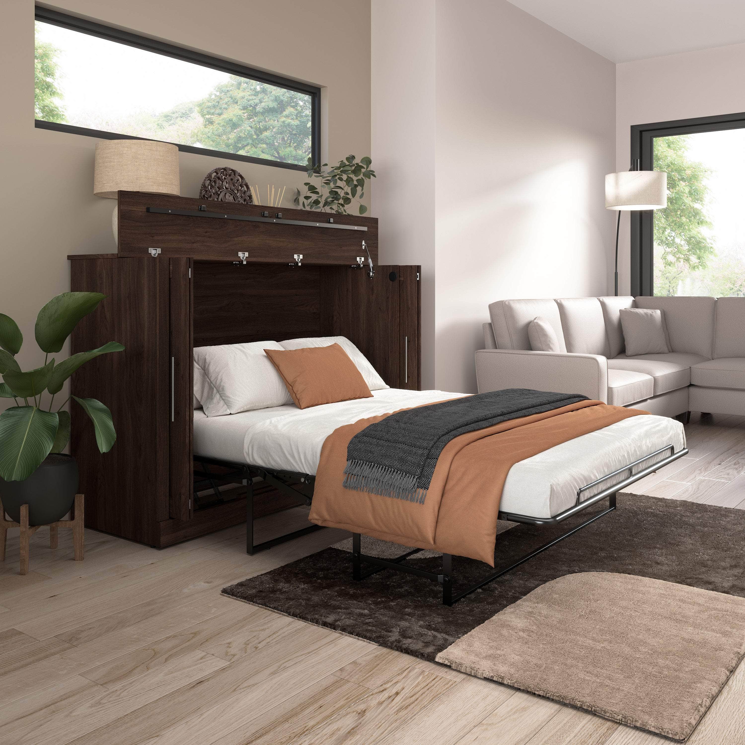 Pur 69W Full Cabinet Bed with Mattress - 3 Color Options | Space-Saving Storage Bed for Small Rooms & Apartments | Modern Platform Bed Frame with Built-in Drawers