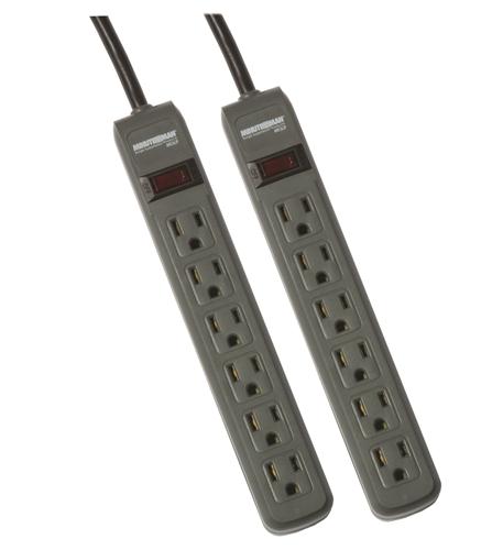 2 Pack Power Strips with 3ft Cord - 6 Outlets with Surge Protection & 2 USB Ports - Ideal for Home Office, Gaming Setup & Travel Use