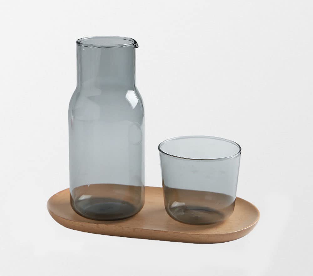 Clear Glass Bedside Night Water Carafe Tumbler Set - Pitcher and Cup for Bedroom, Perfect for Nighttime Hydration, Home Decor & Gift Idea