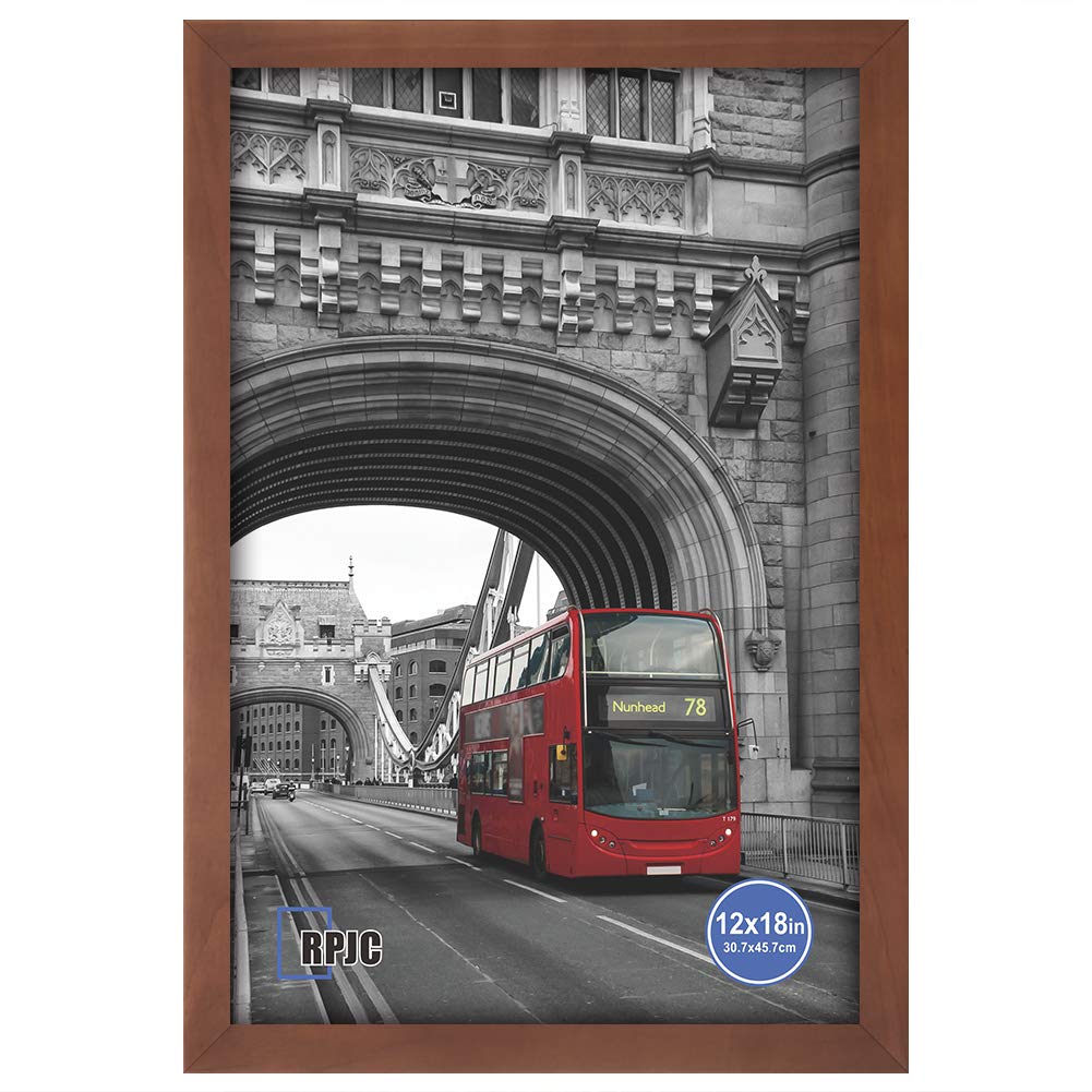 12x18 Inch Solid Wood Poster Frame - Wall Mount Hanging Picture Frame in Brown - Perfect for Home Decor, Office Art Display & Gift Giving