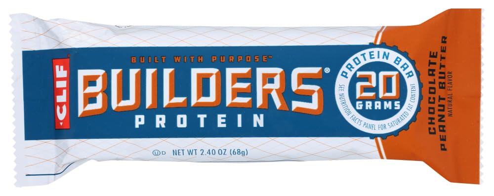 Builders Chocolate Peanut Butter Protein Snack Bars - 2.4oz (36 Count Case) | High Protein Energy Bars for Workouts, Hiking & On-the-Go Snacking