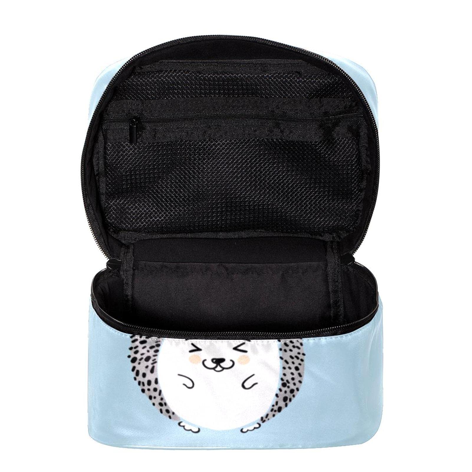 Cute Hedgehog and Floral Print Large Travel Makeup Bag - Waterproof Cosmetic Organizer with Zipper for Women & Girls - Perfect for Vacation, Gym, and Daily Essentials Storage