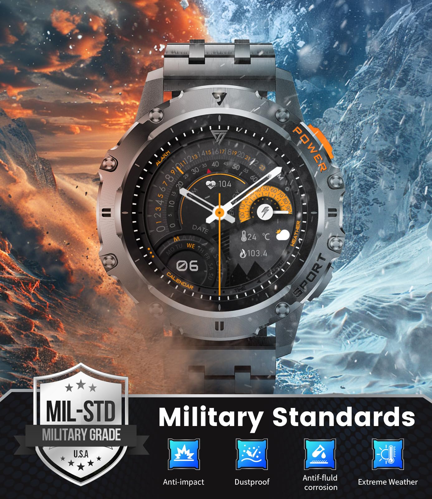 Military Tactical Smart Watch for Men - 1.43
