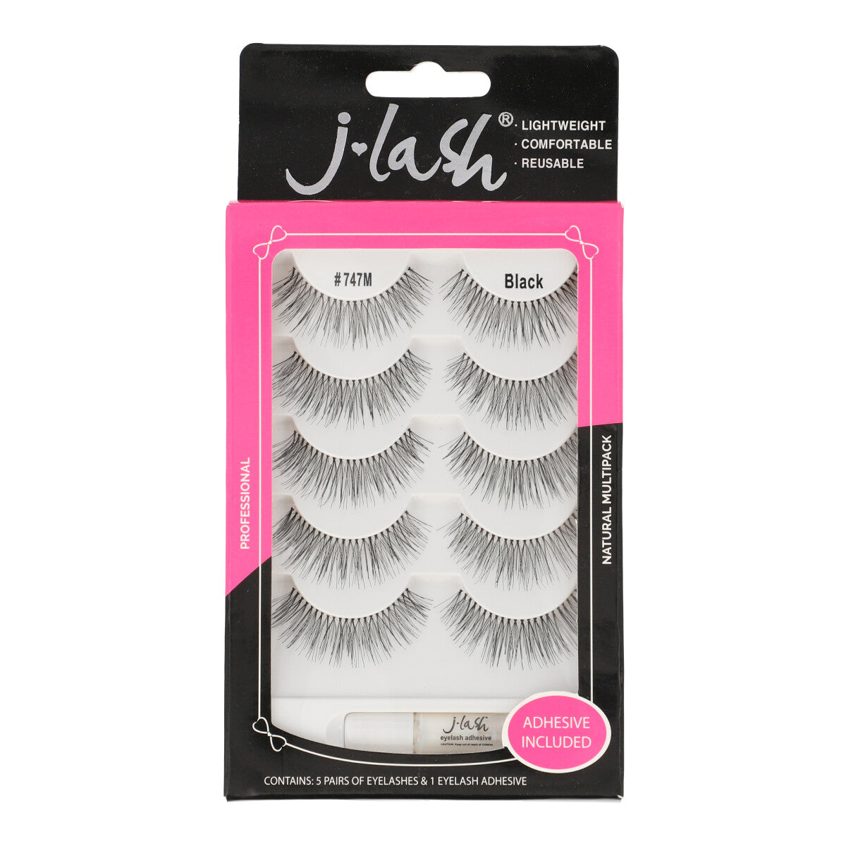 Premium Multipack False Eyelashes #747M with Glue - Natural & Dramatic Look for Parties, Weddings, and Special Occasions