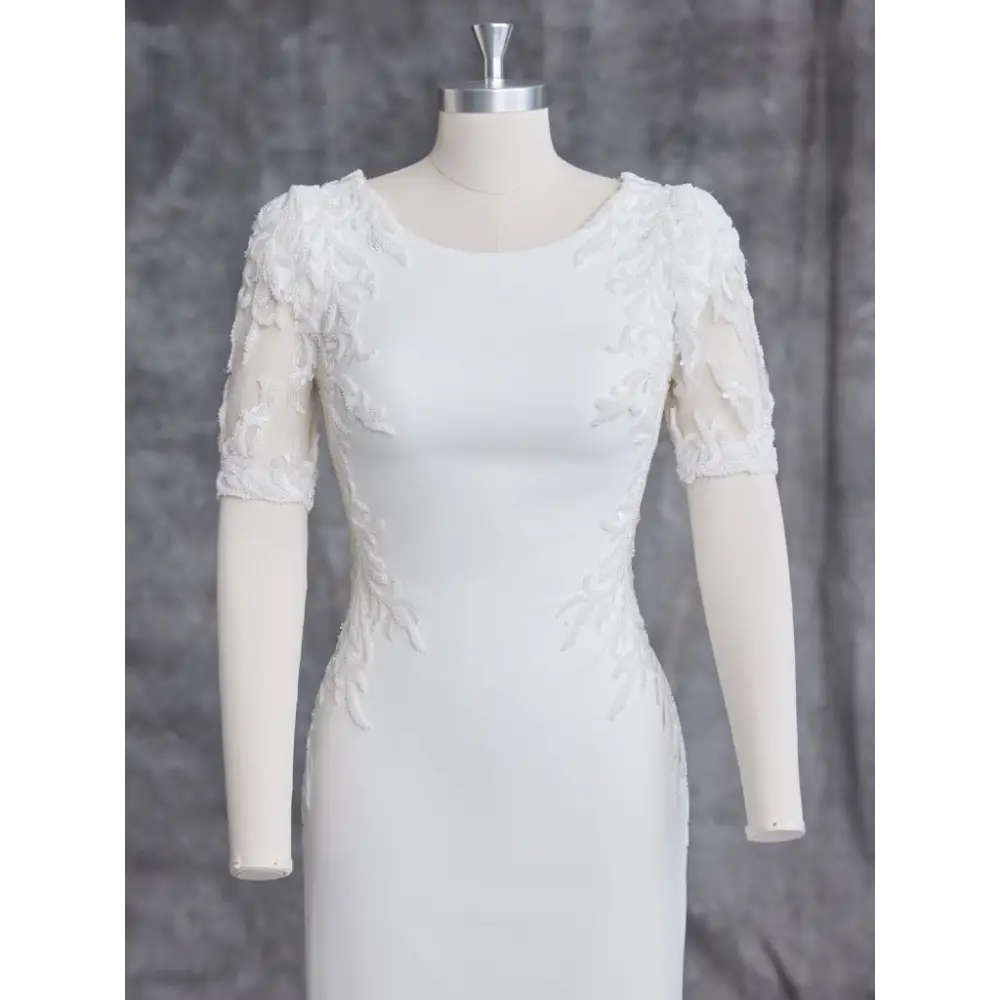 Bellarose Leigh Wedding Dress by Rebecca Ingram - Elegant A-Line Gown with Lace Appliques for Bridesmaids, Church Ceremonies & Formal Events