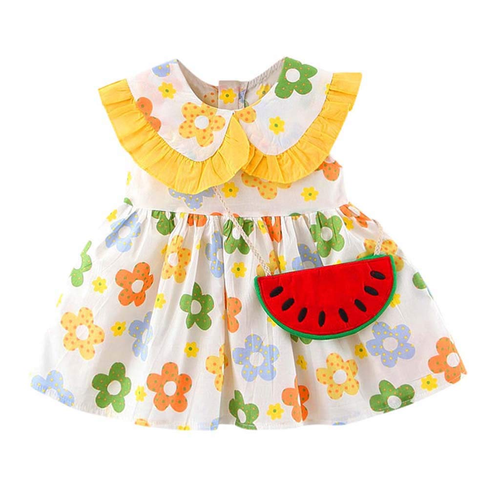 Little Girls Dresses - Floral Collar Toddler Watermelon Princess Dress for Baby & Kids | Perfect for Birthday Parties, Photo Shoots & Summer Outfits