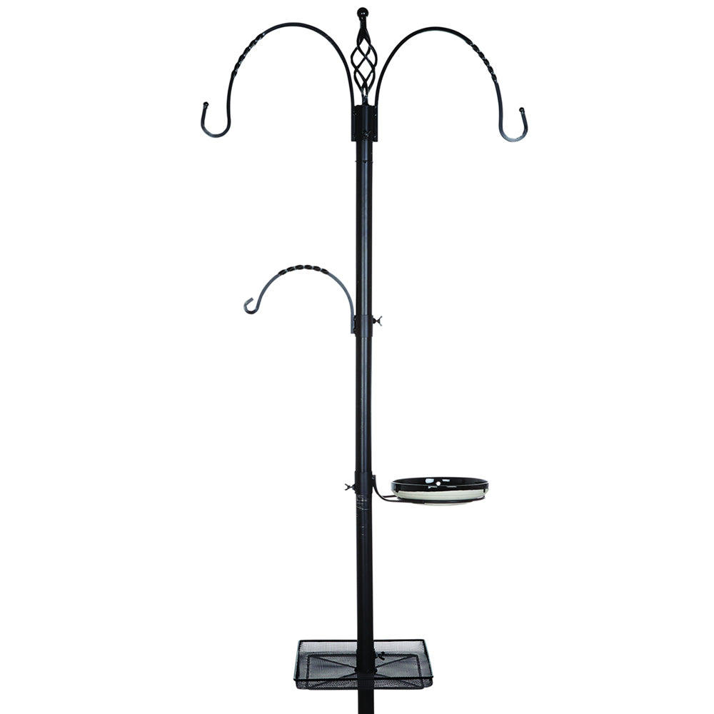 3 Hook Bird Feeder Station - Durable Outdoor Bird Feeding Hanger for Garden, Patio & Backyard - Attracts Cardinals, Finches & Wild Birds