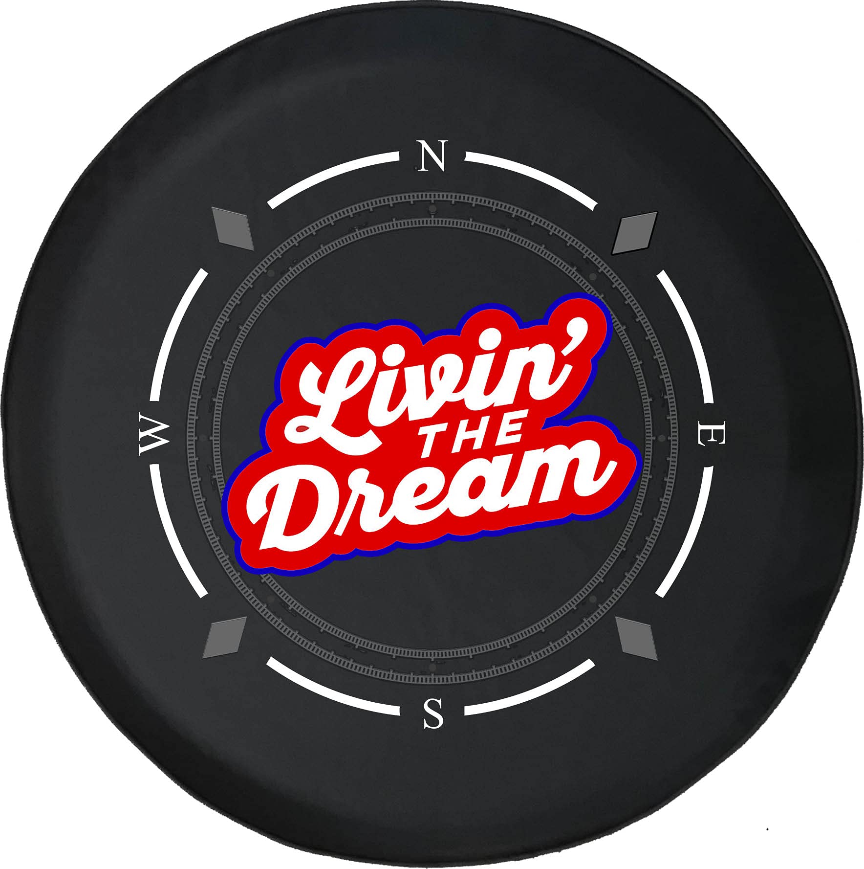 Premium Spare Tire Cover with Compass Design - 'Livin The Dream' American Style Wheel Cover for SUV, Trailer, RV & Multiple Vehicles | Durable & Weatherproof Accessory for Road Trips & Outdoor Adventures
