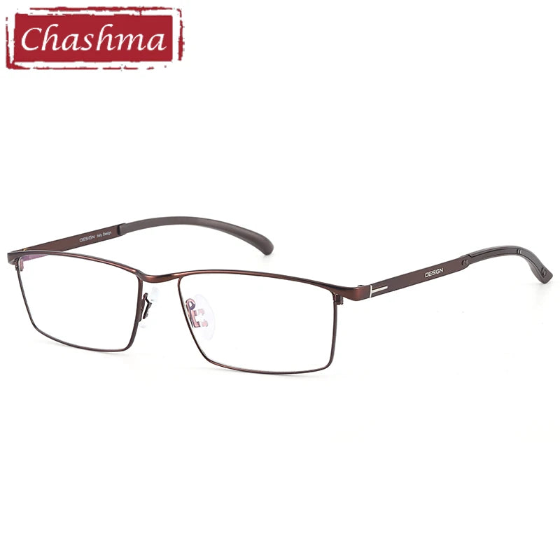 Men's Titanium Alloy Square Full Rim Eyeglasses 49318 - Lightweight Durable Frame for Work, Reading & Fashion
