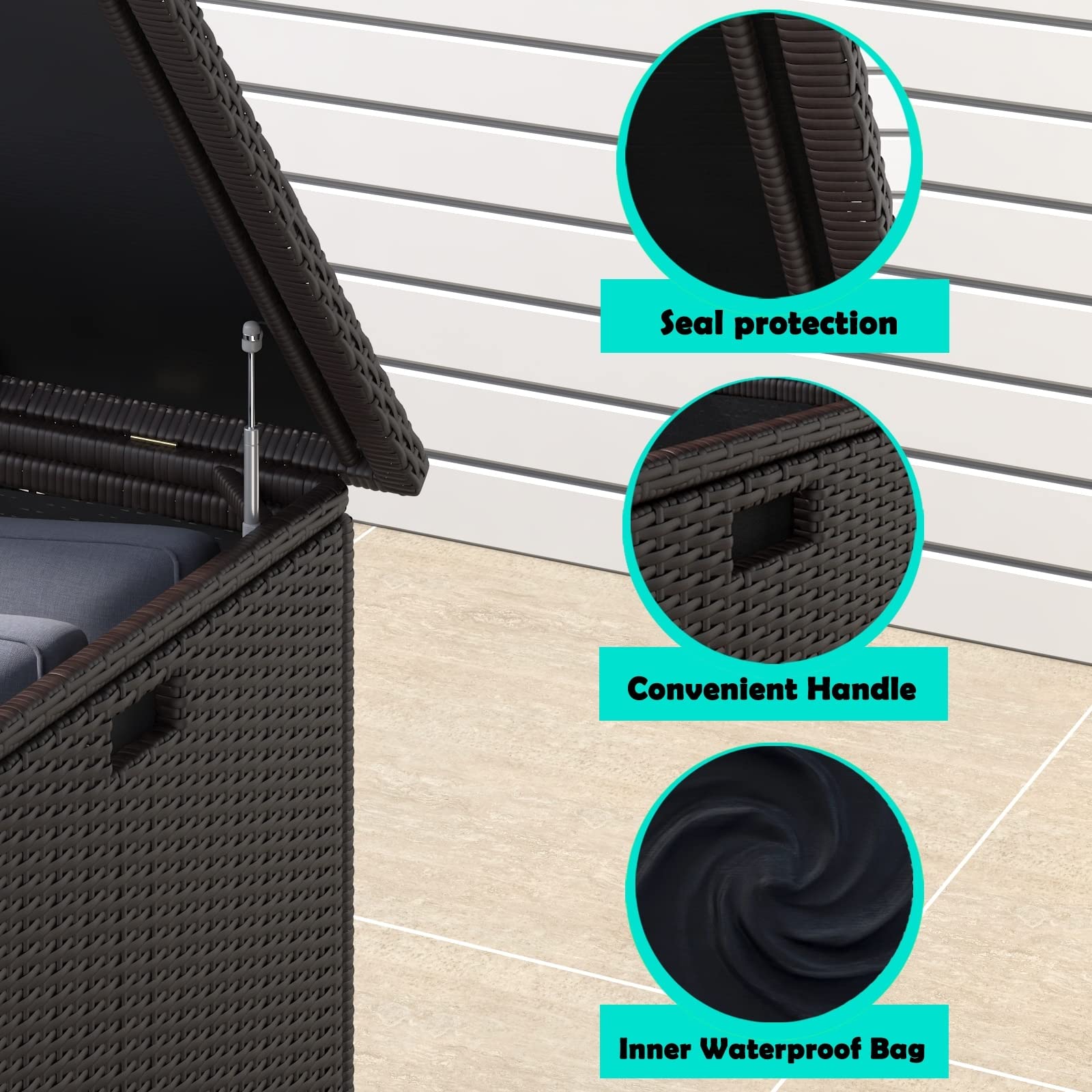 204-Gallon Outdoor Cushion Storage Box with Lattice Design - Waterproof Patio Furniture Cover for Pillows, Cushions & Pool Accessories - Perfect for Backyard, Deck & Garden Organization (Brown)