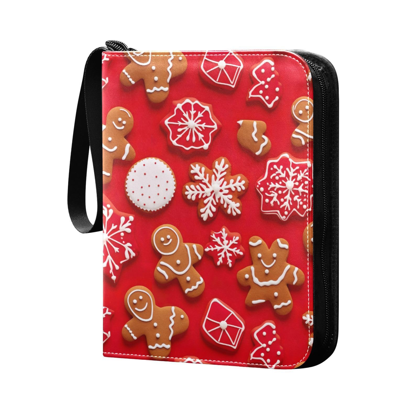 Christmas Gingerbread Snow Themed 4-Pocket Trading Card Binder with 50 Sleeves - Holds 400 Cards | 3-Ring Card Holder Book for Sleeved Cards | Perfect for Collectors, TCG Games & Holiday Gift Giving