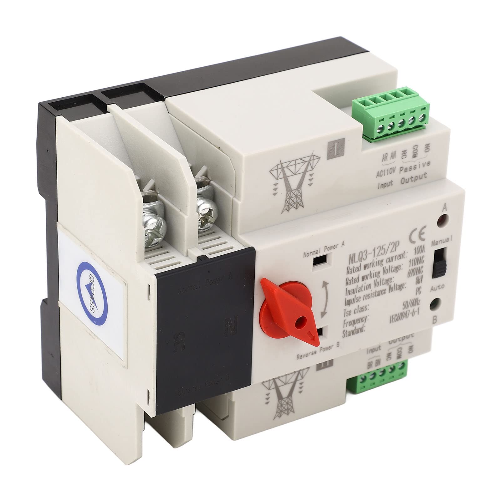 110V 100A 2P Automatic Transfer Switch (ATS) for Generator - Reliable Power Changeover with Stable Performance | Perfect for Home Backup Power, Emergency Power Supply & RV Power Transfer