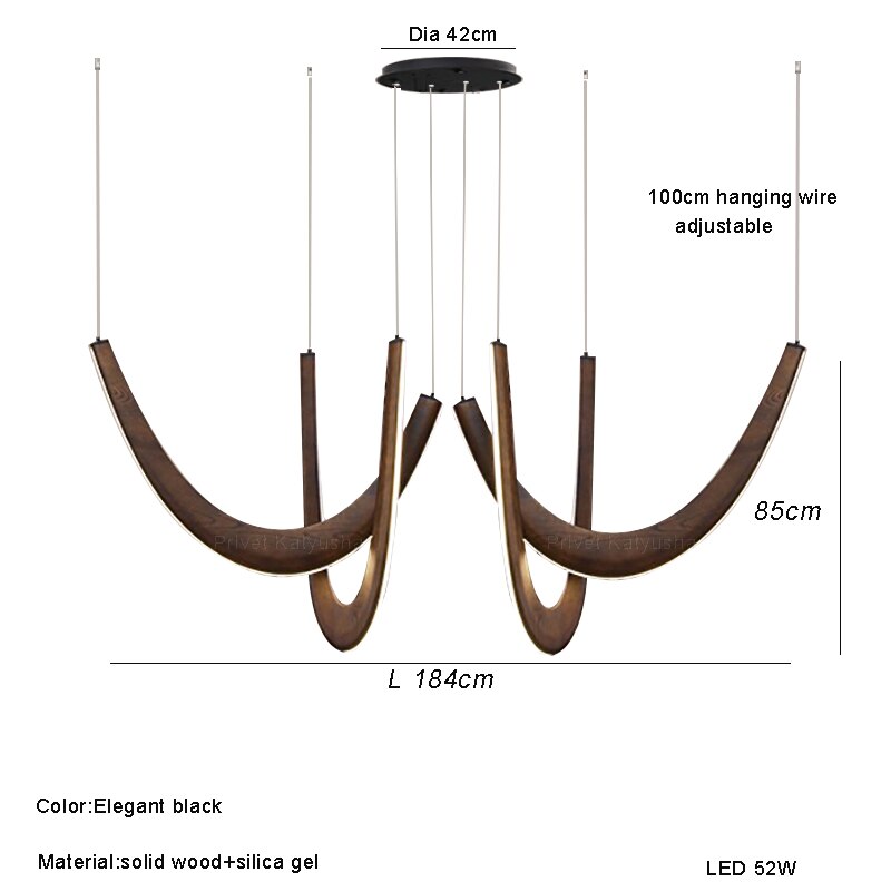 Handcrafted Solid Oak Wood Loops Chandelier - Elegant Rustic Ceiling Light Fixture for Dining Room, Living Room & Bedroom Decor