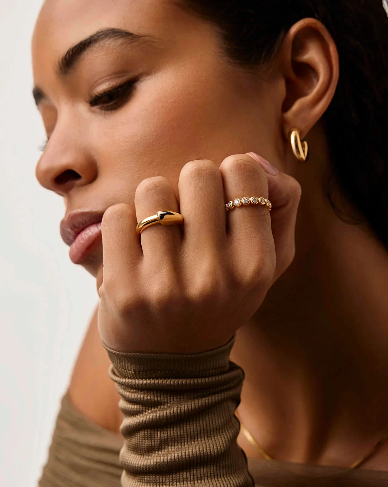 18K Gold Vermeil Sculptural Ridge Stacking Ring - Elegant Layered Jewelry for Everyday Wear & Special Occasions