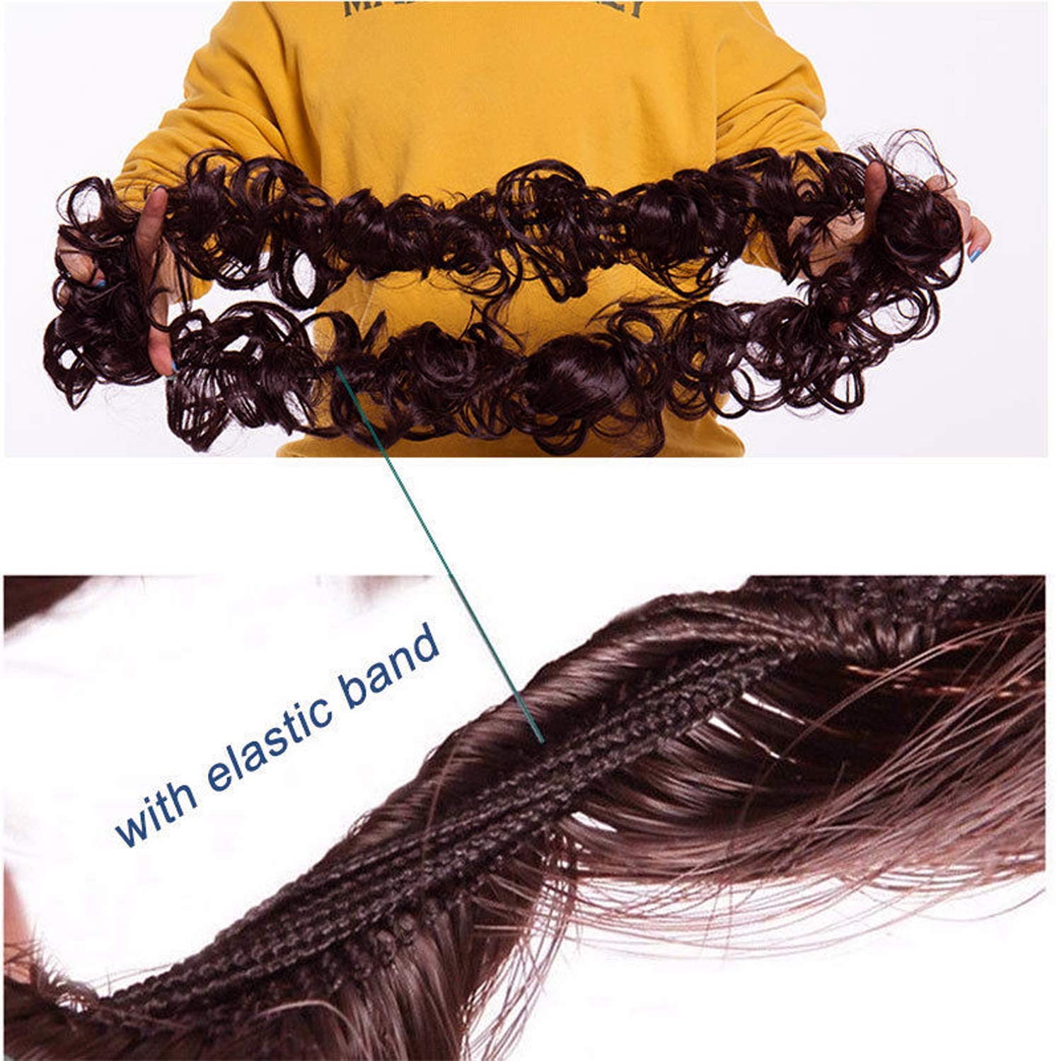 Ekan Ponytail Frill Hair Extensions for Women - Messy Juda Bun Maker - 20g Pack of 1 (Medium Brown) - Perfect for Parties, Weddings & Everyday Styling