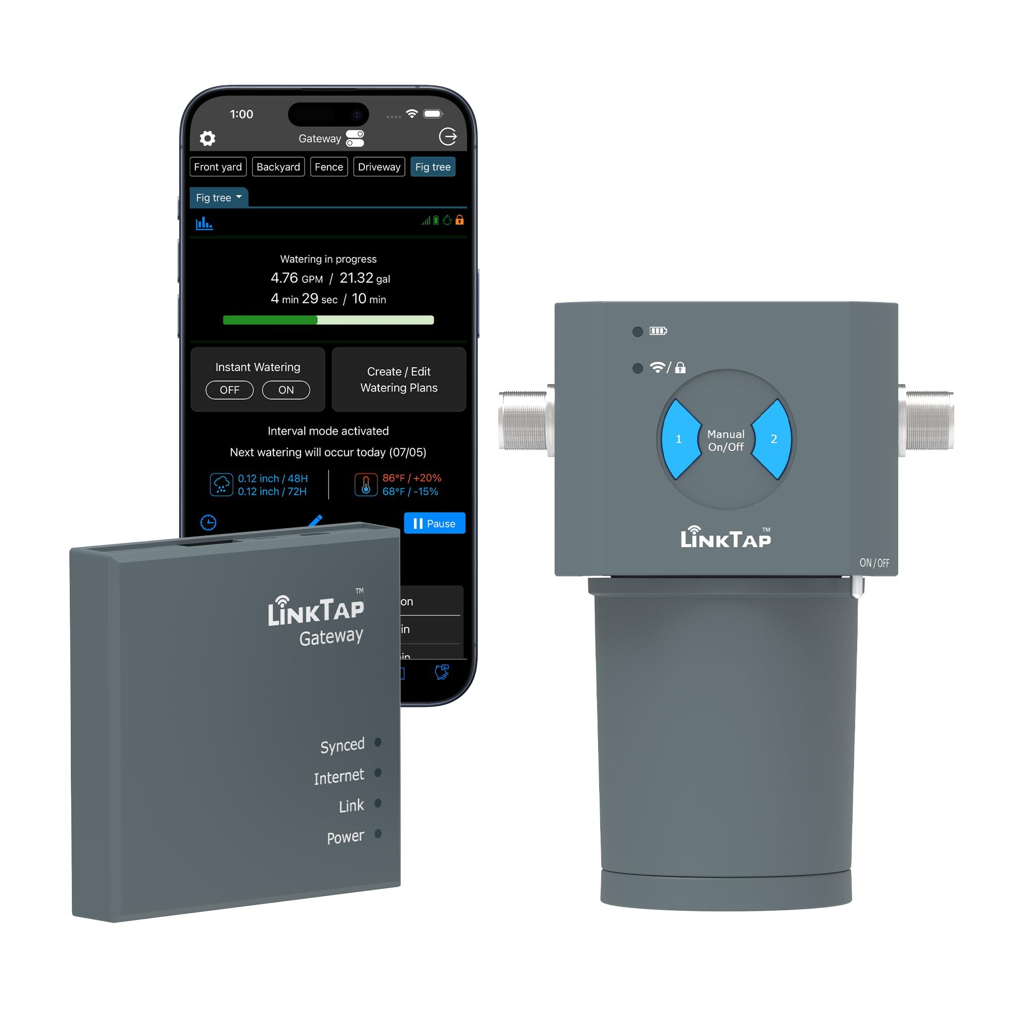 LinkTap ValveLinker & Gateway - Smart Battery-Powered Sprinkler/Irrigation Controller with Automatic Rain Skip, Extended Range (Better Than WiFi), Works with LinkTap Wireless Water Timer & Alexa, IP66 Waterproof (2-Zone) - Perfect for Smart Lawn & Garden Irrigation Systems