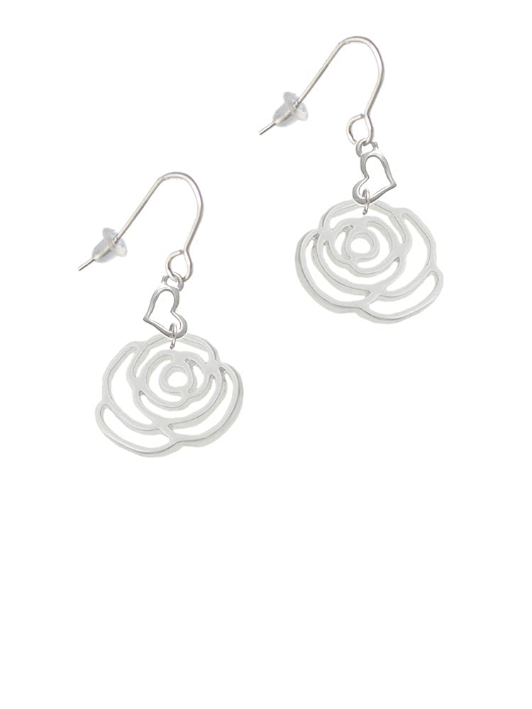 Delicate Rose Outline Small Heart French Earrings for Women - Elegant Dainty Jewelry for Date Night & Special Occasions