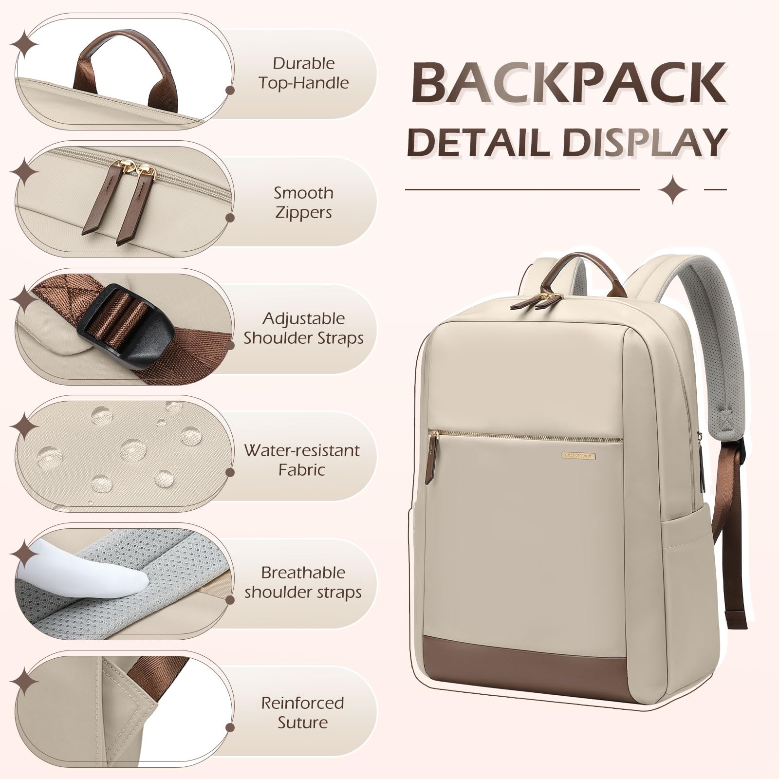Anti-Theft Laptop Backpack for Women & Men - Waterproof 15.6