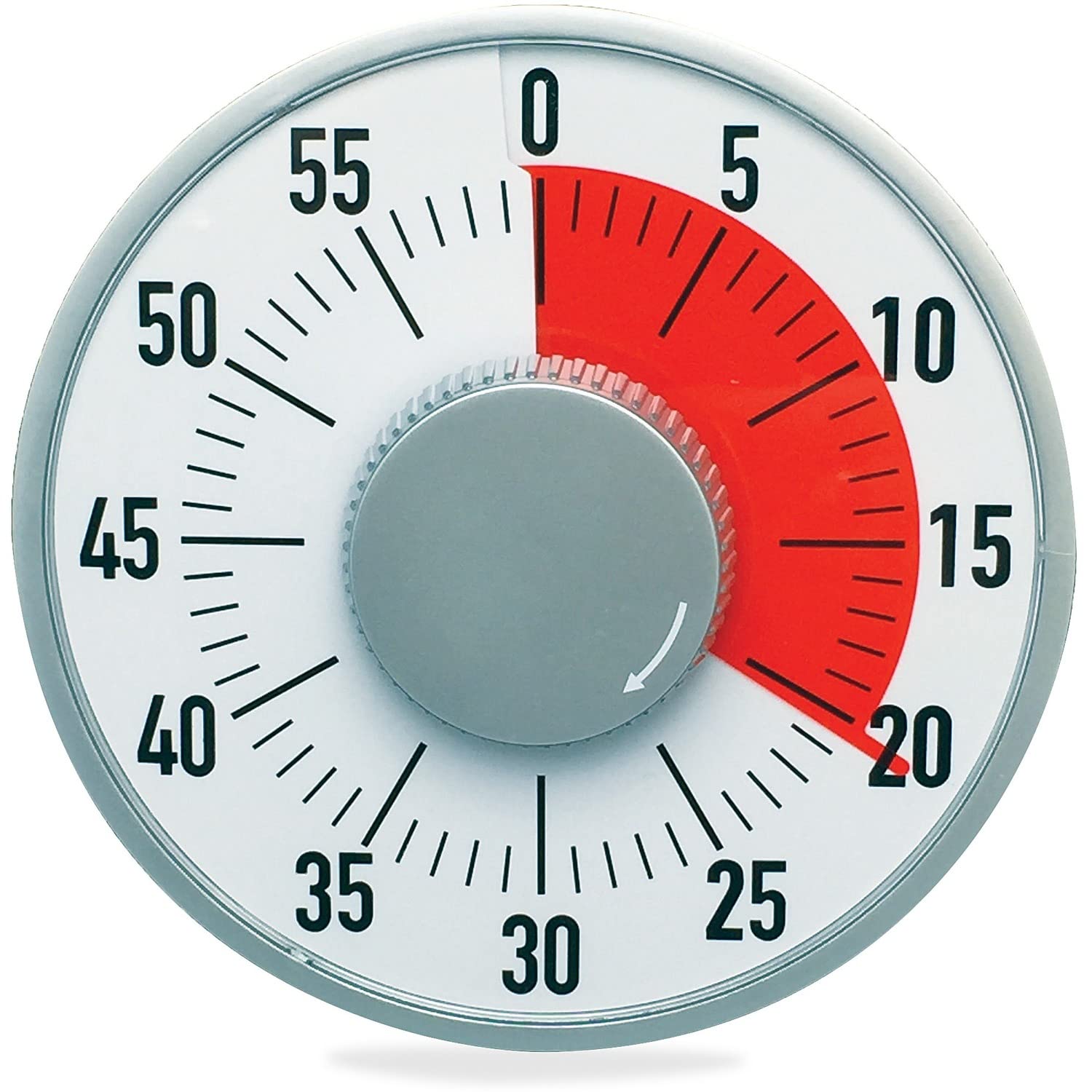 Ashley 50102 Big Time To Go Timer - 6.25 Inch Gray & White Kitchen Countdown Timer for Cooking, Baking, and Classroom Activities