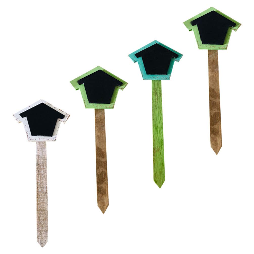 ABOOFAN 4-Piece Mini Wood Chalkboard Stakes - Garden Plant Markers with Blackboard Surface for Labeling Flowers, Herbs & Vegetables | Perfect for Home Gardening, Florist Shops & Outdoor Decor