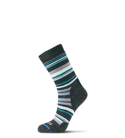 Medium Hiker Striped Crew Socks - Moisture-Wicking Hiking Socks for Men & Women - Perfect for Outdoor Adventures, Camping & Trekking