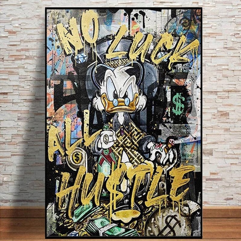 Uncle Scrooge McDuck Canvas Wall Art - Vintage Disney Duck Cartoon Painting - Perfect for Living Room, Bedroom & Office Decor