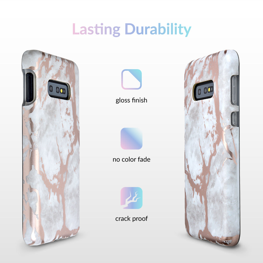 Elegant White Marble with Rose Gold Chrome Samsung Galaxy Phone Case - Perfect for Everyday Protection & Style Enhancement