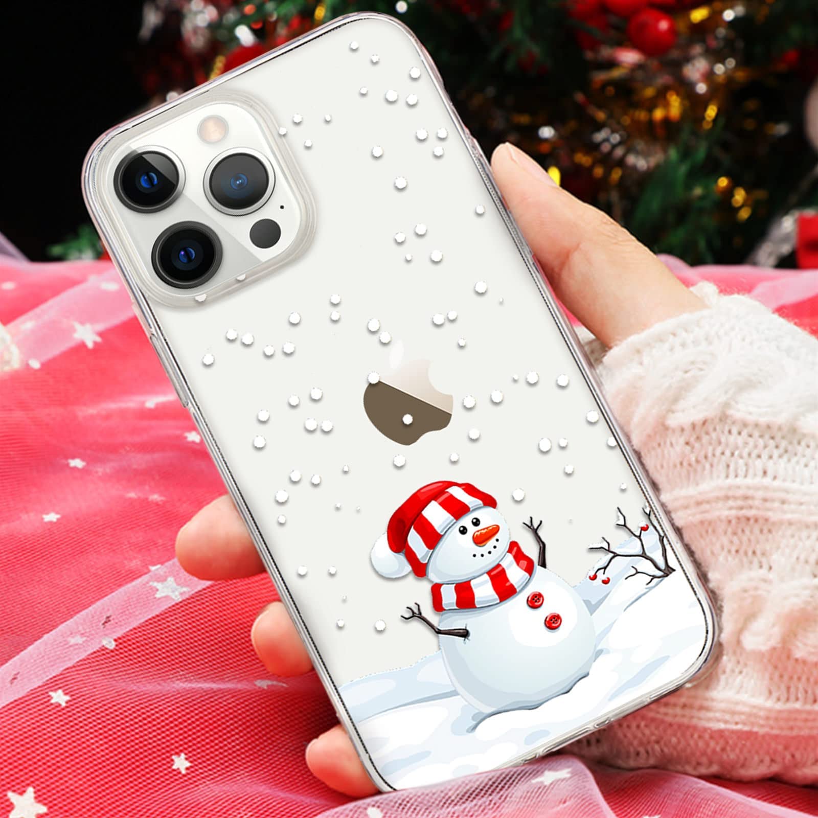 **Lafunda Christmas iPhone 12 Pro Max Case - Liquid Silicone & TPU Bumper, Cute Clear Glitter Snowflake Design - Protective Cover for Women, Men & Girls - Perfect for Holiday Gifts & Winter Celebrations**