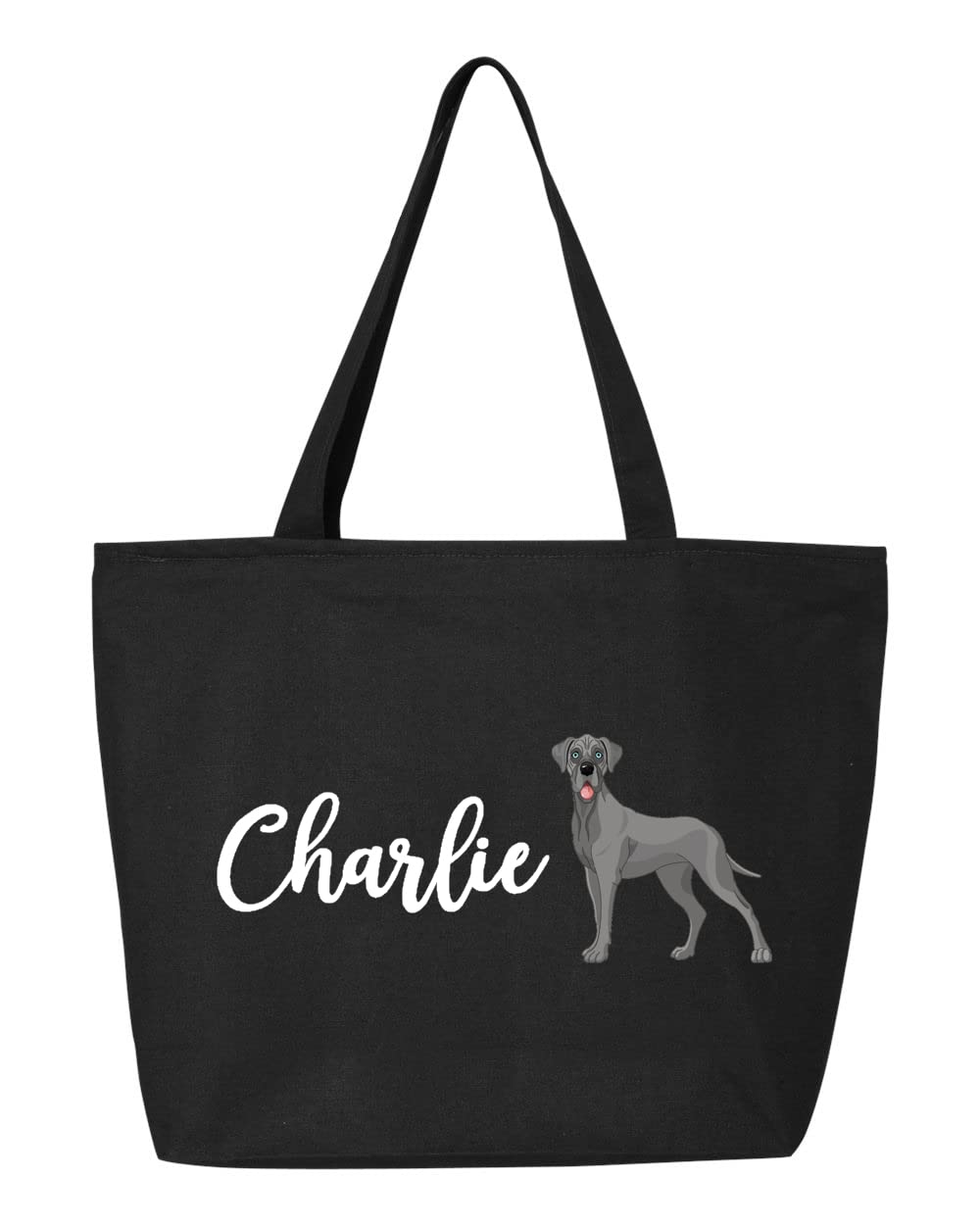 Custom Great Dane Zippered Canvas Tote Bag - Perfect Gift for Great Dane Moms & Dog Dads - Durable Pet Tote for Dog Owners (20