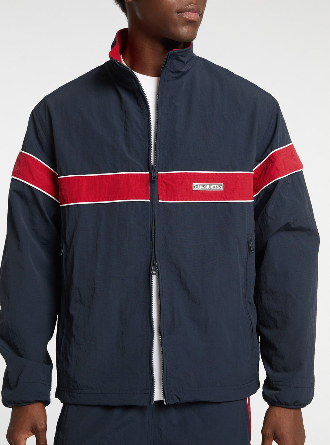 Guess Women's Navy Blue Windbreaker Jacket - Lightweight Water-Resistant Outerwear for Hiking, Travel & Casual Wear