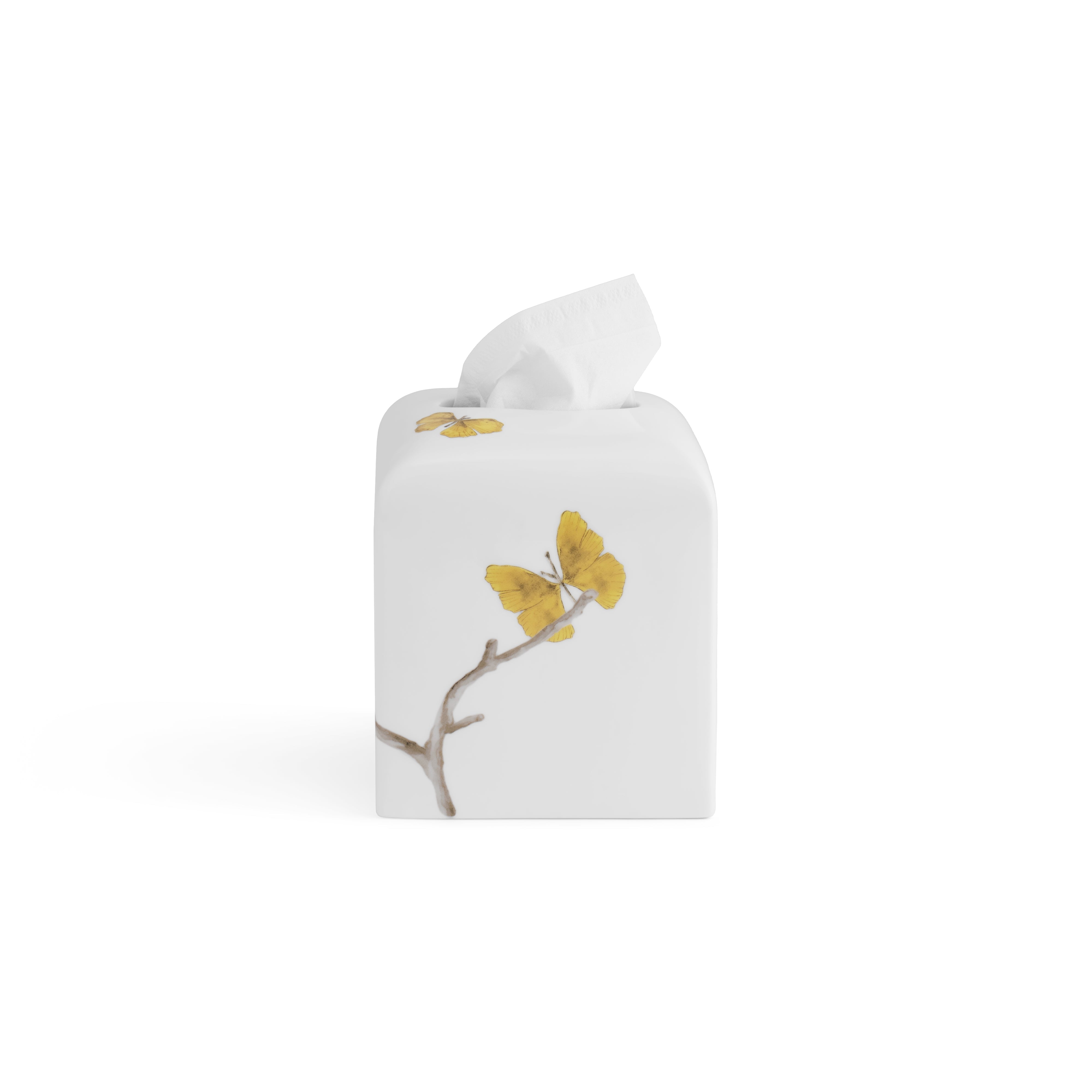 Butterfly Ginkgo Porcelain Bathroom Set - Elegant Soap Dish, Toothbrush Holder & Tumbler for Spa-Like Luxury at Home