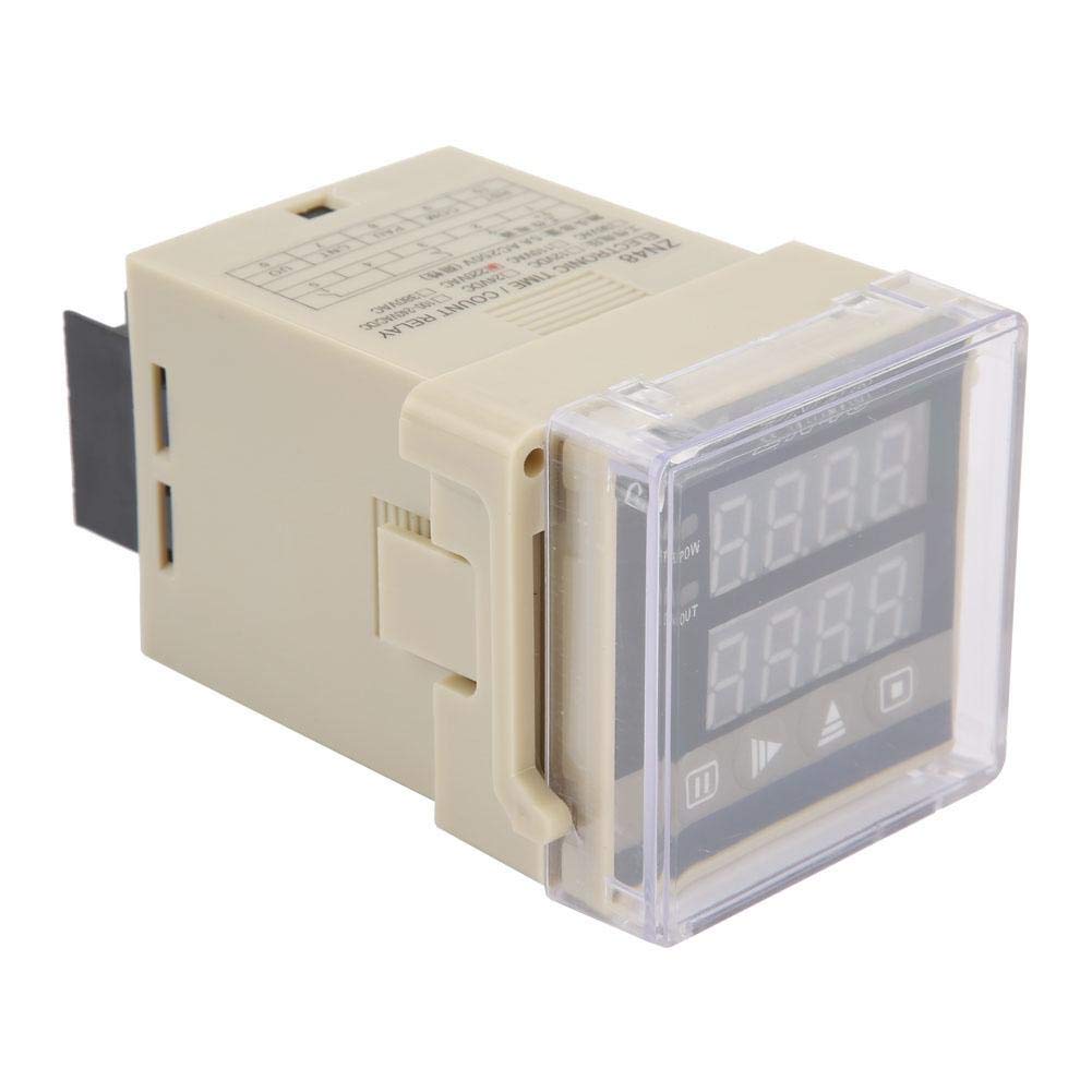 Walfront ZN48 AC 220V Digital Time Relay Counter - Adjustable Time Delay Timer Switch with Multifunction LCD Display for Speed & Frequency Measurement - Perfect for Industrial Automation, HVAC Systems, and Electrical Control Panels